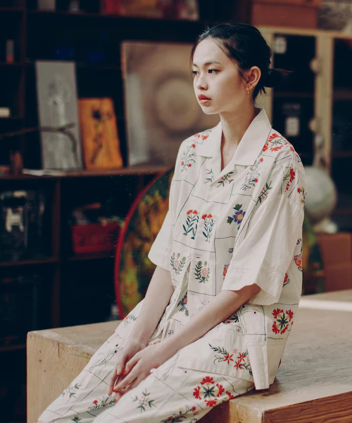 Patchwork Flower Embroidery Shirt