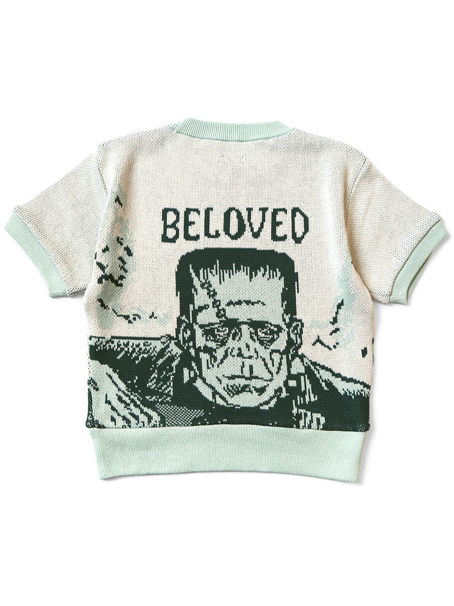 8G Jacquard Knit Short Sleeve Vintage Cropped...