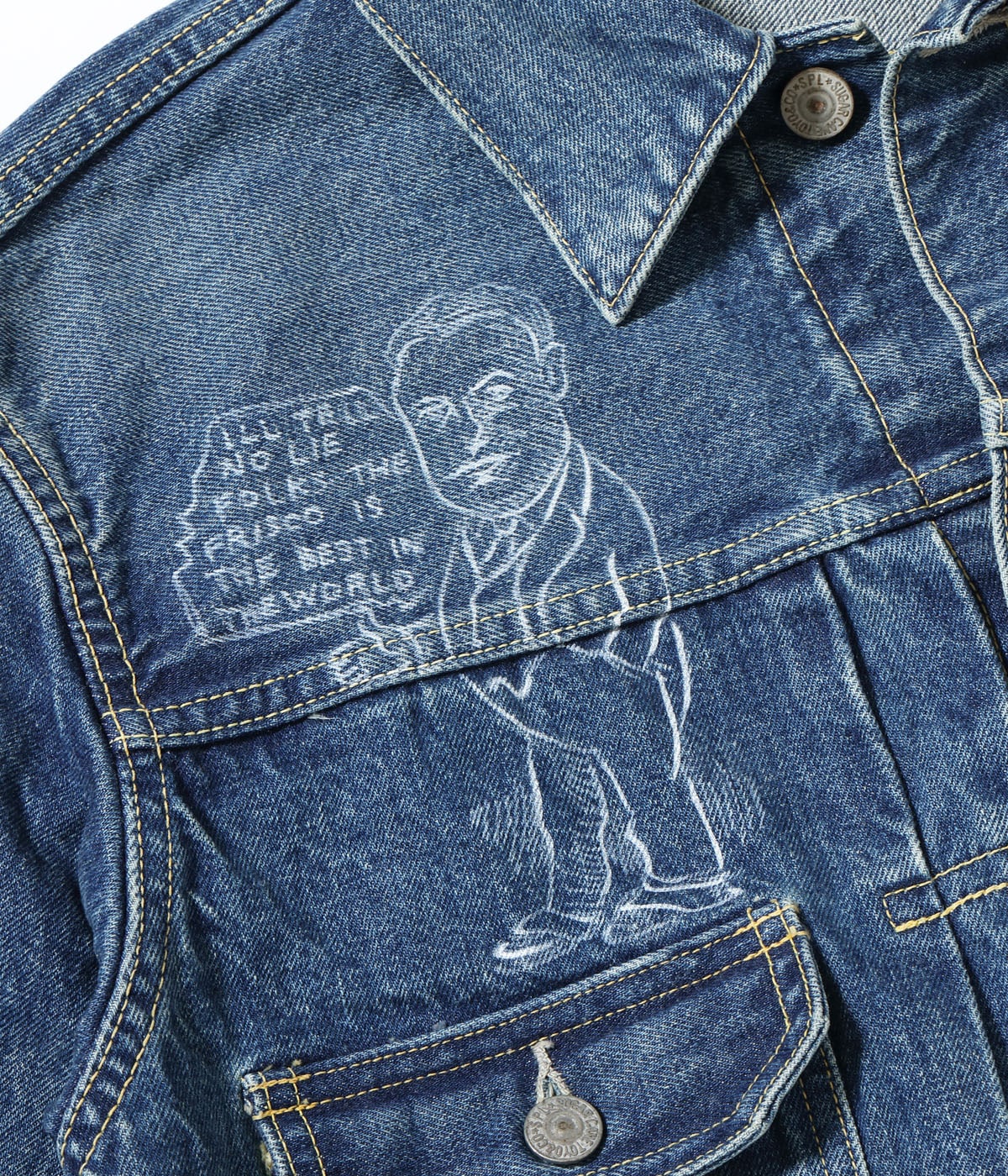 14.25oz. DENIM JACKET 1953 AGED MODEL CARTOON PAINT