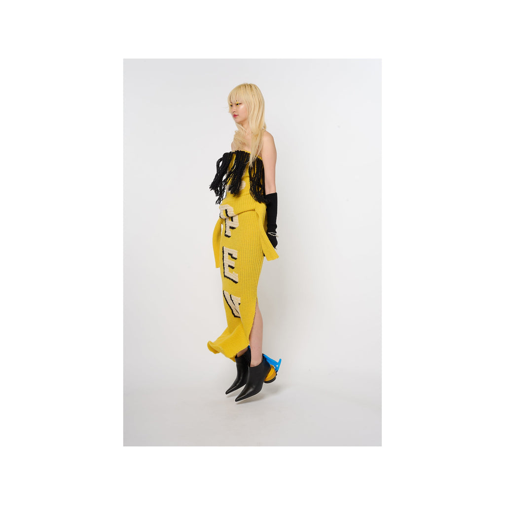 AIR DANCER KNIT DRESS / SCARF：YELLOW