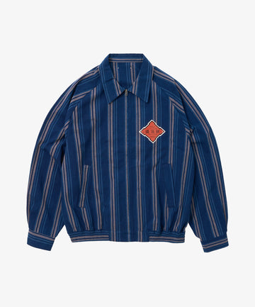 bingo kasuri zip up blouson navy stripe