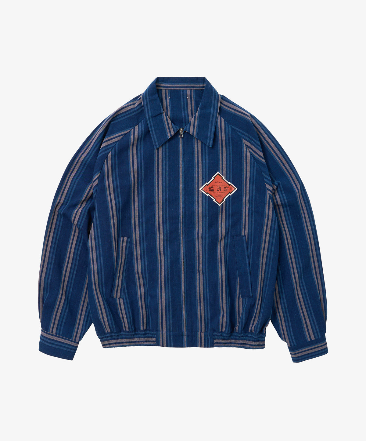 bingo kasuri zip up blouson navy stripe
