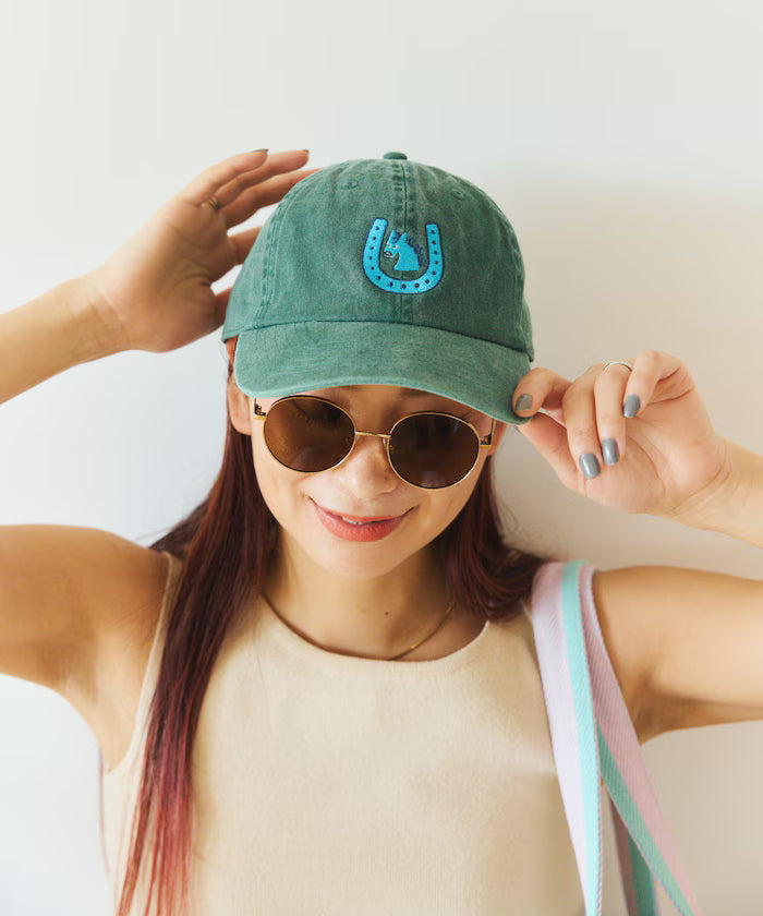 TOYAMEG Kaiun Horse Cap One Point Pigment Embroidery Cap