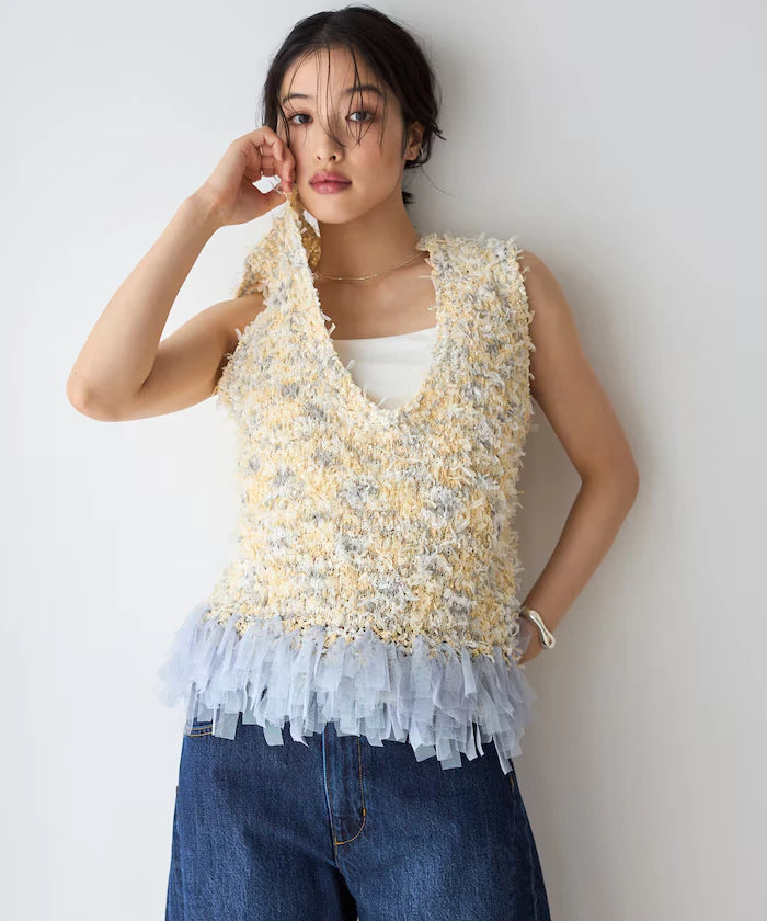 2WAY Fringe Hem Knit Vest