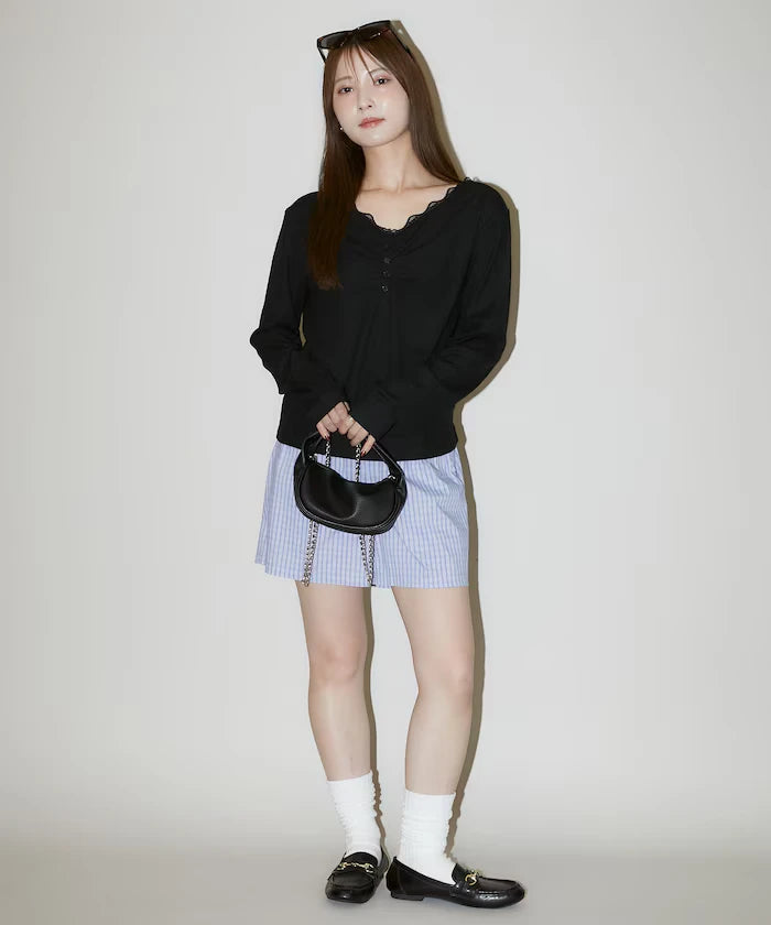 Henley Neck Lace Long Sleeve T Limited Edition