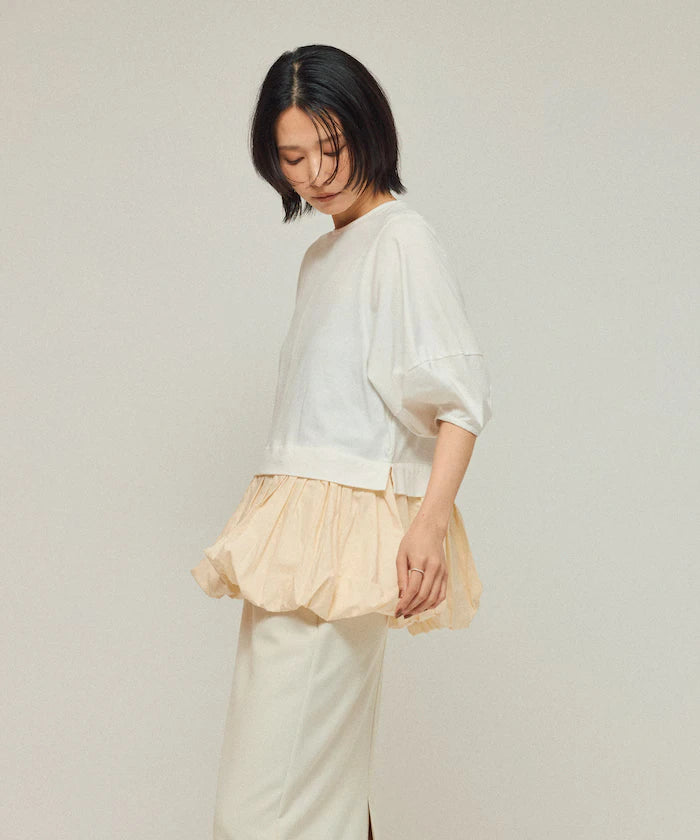 Organic Cotton Peplum Switch Top / 5-minute Sleeve T-Shirt
