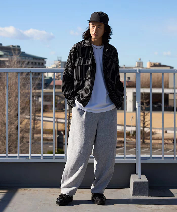 Stripe Shirt Blouson / Setup Compatible / Layer / Relaxed Fit
