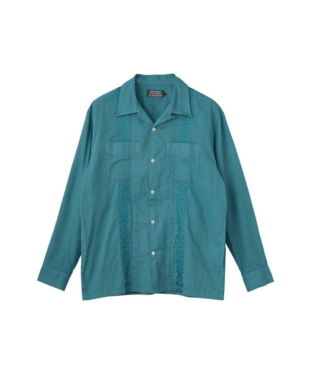 SKULL STRAP Embroidered Cuban Shirt