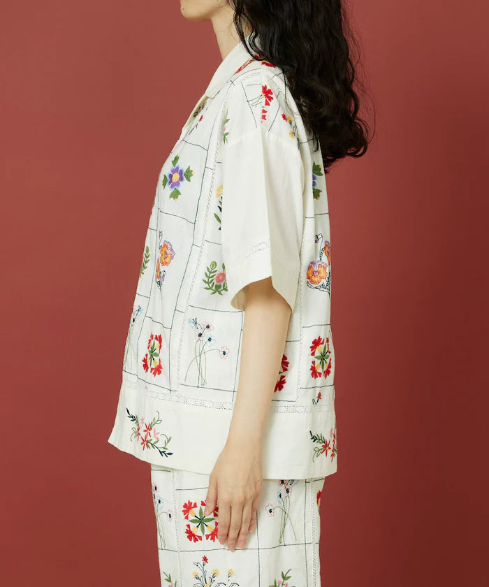 Patchwork Flower Embroidery Shirt