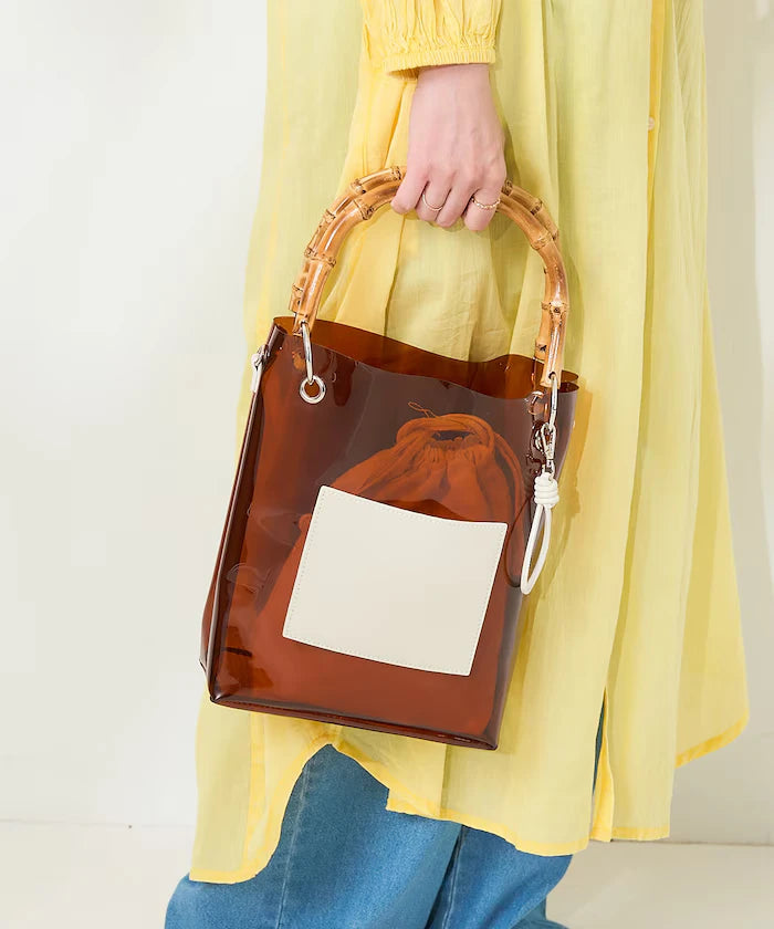 2way Bamboo Handle PVC Bag