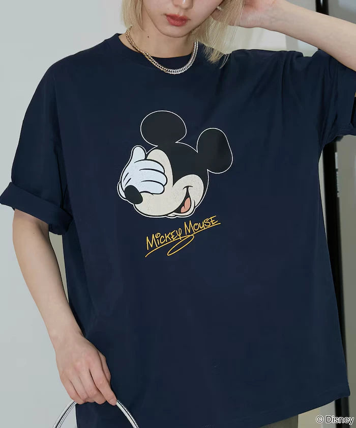 <Functional Material>Mickey Mouse Face T-Shirt Limited Edition