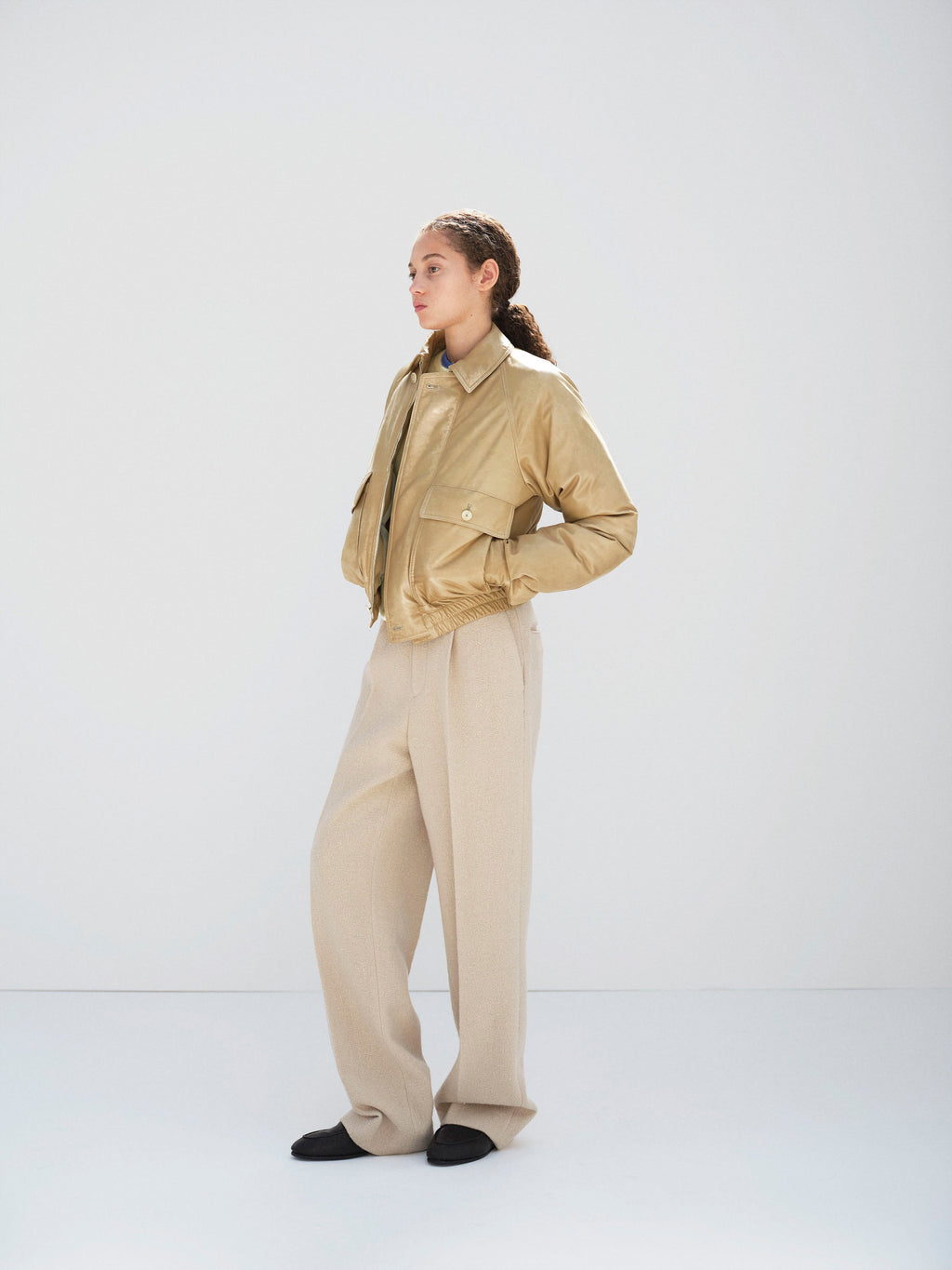 FINE CALF LEATHER DOWN BLOUSON