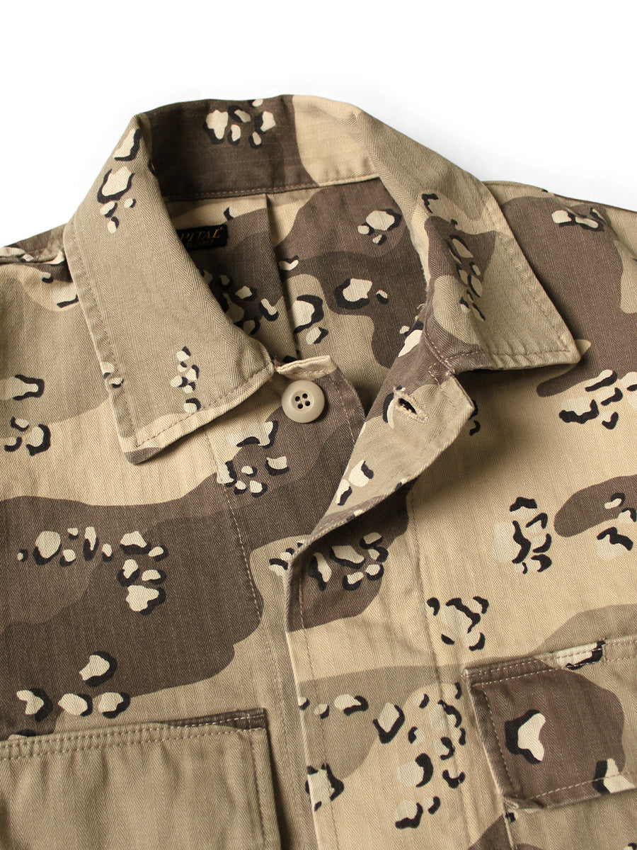 Cotton Herringbone PECKISH Chocolate Chip Camo Pattern ARMY-JKT