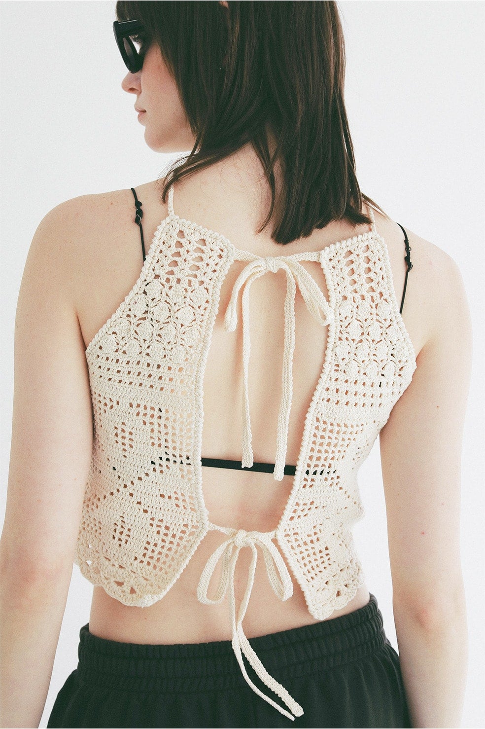 CROCHET CAMI KNIT TOPS