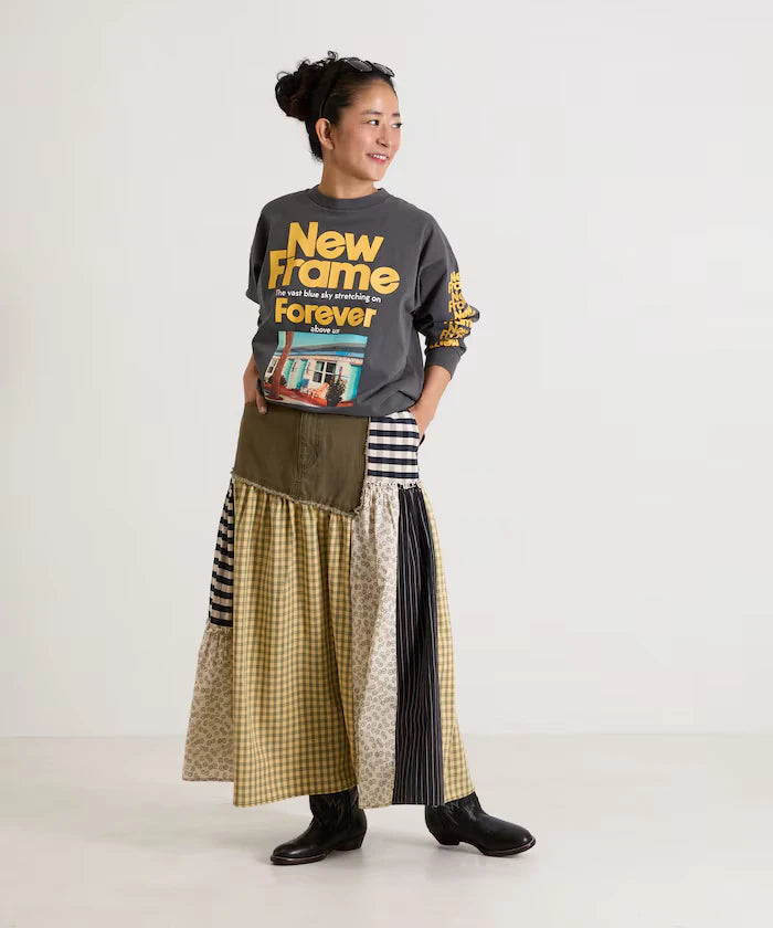 Flower & Check Docking Skirt