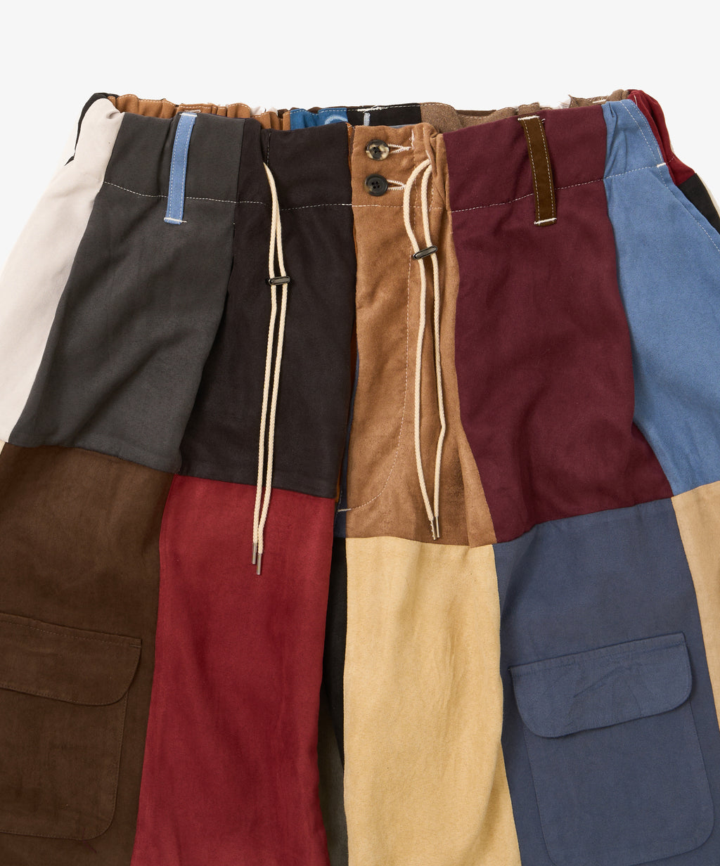 circular shorts faux suede four