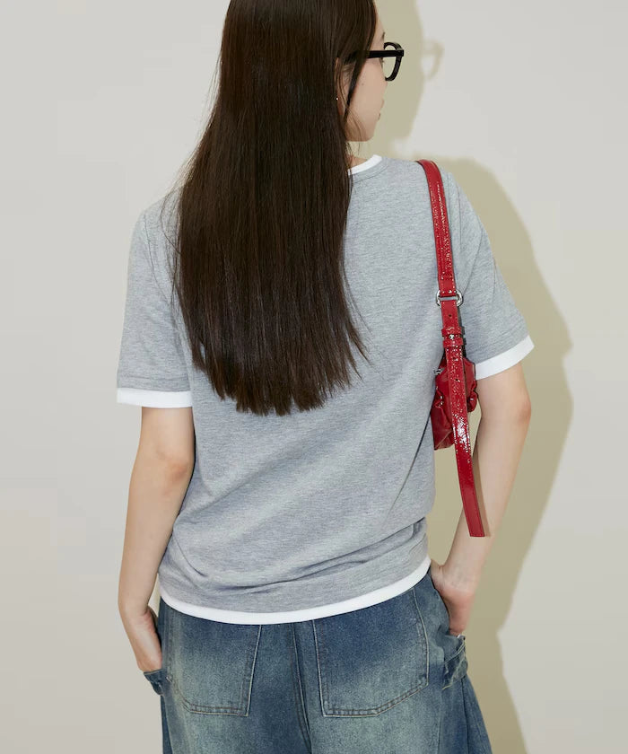 Layered Color Scheme Henley Neck T-Shirt Limited Edition