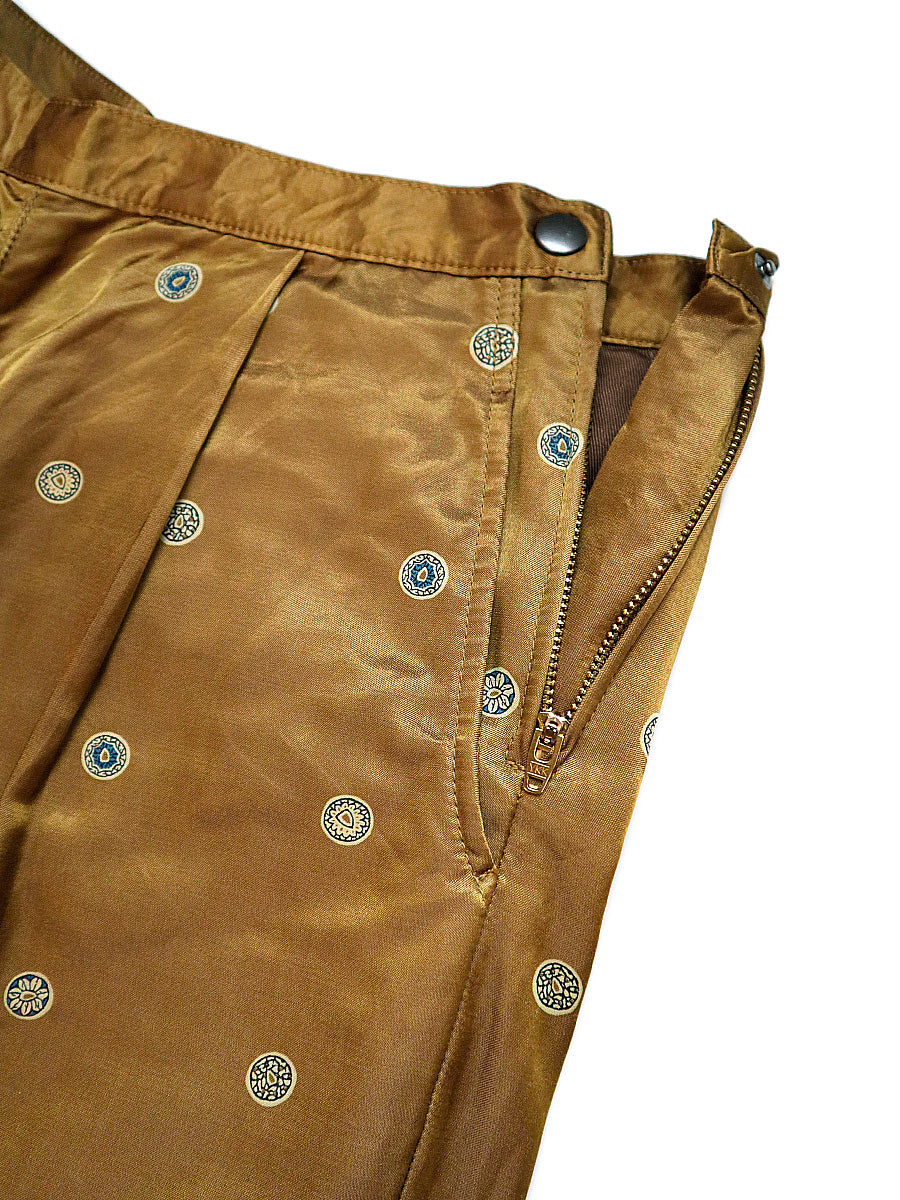 Cotton Rayon Brushed Bean Pattern High-Waisted Pants