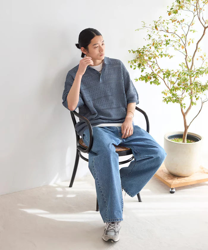 Big Silhouette Short Sleeve Knit Polo Shirt