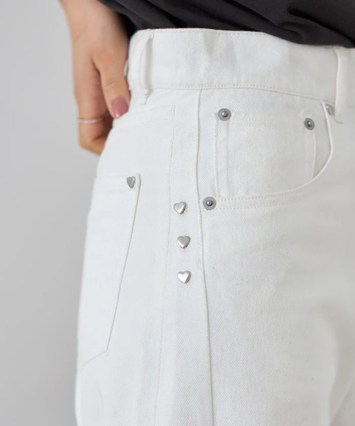 Heart Studs Curvy Denim / Wide Silhouette