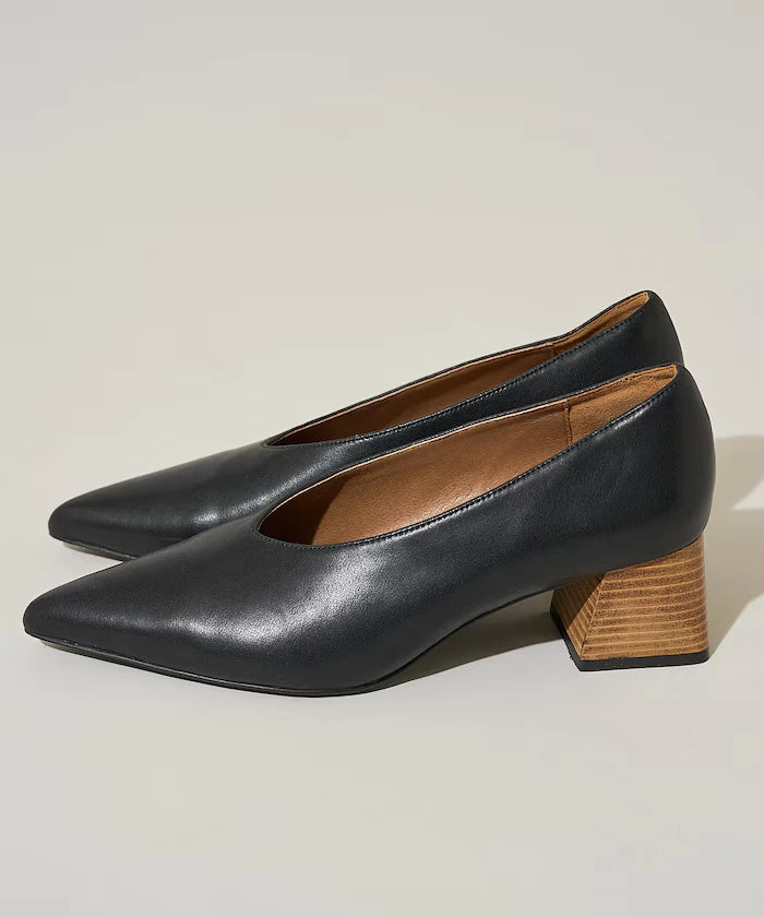 Leather Wedge Sole Pumps