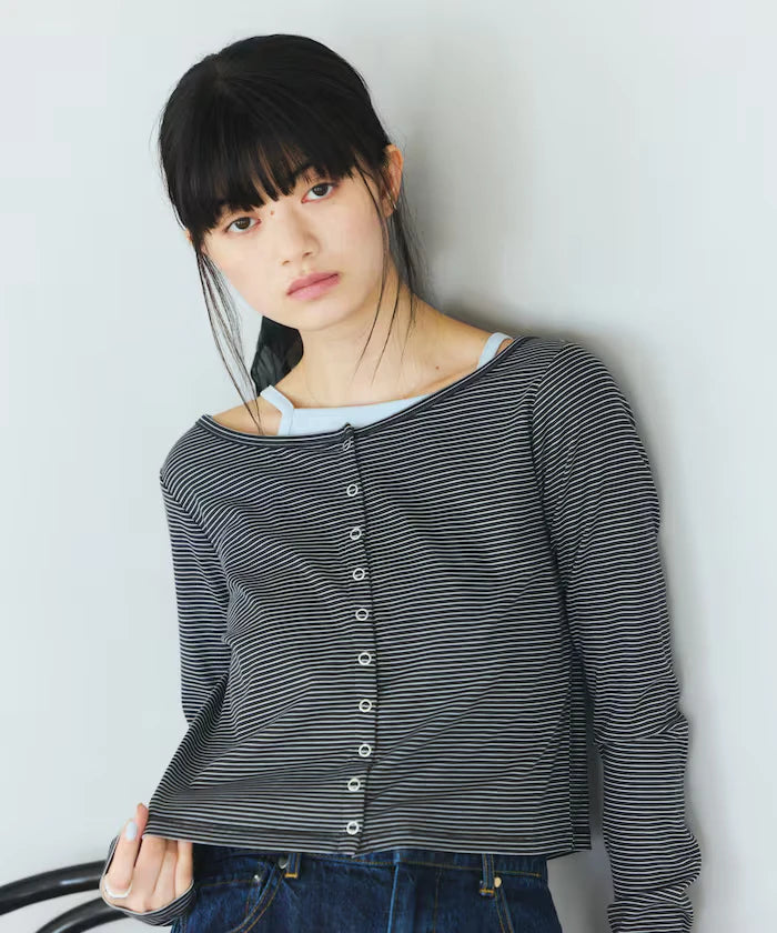 Layered Set Top / Striped Cardigan & Camisole