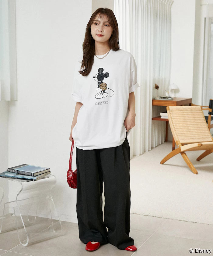 <Functional Material>Mickey Mouse & Minnie Mouse/Face T-Shirt Limited Edition