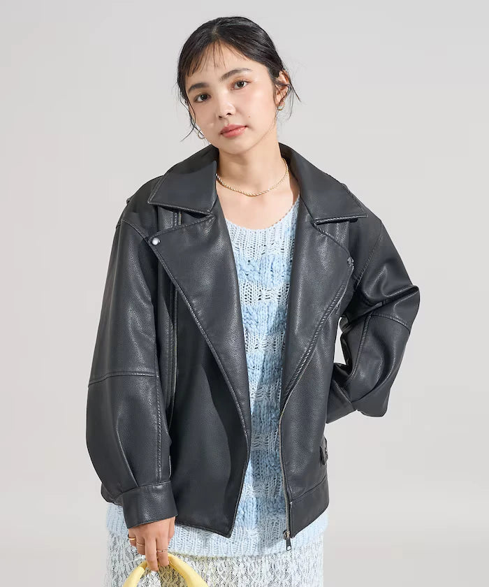 Vintage-Like Leather Double Riders Jacket