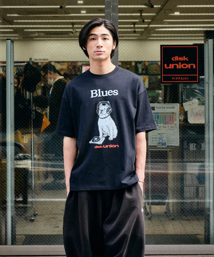 Limited Edition diskunion×FREAK'S STORE Exclusive French Bulldog Big Silhouette Print Crew Neck T-Shirt