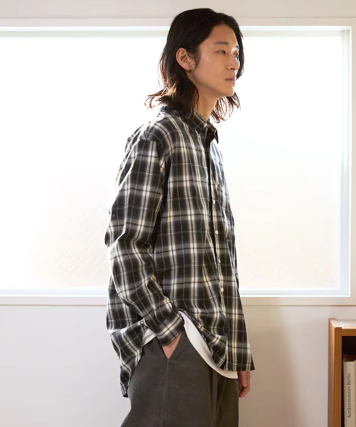 Big Silhouette Ombre Check Shirt / Long Sleeve