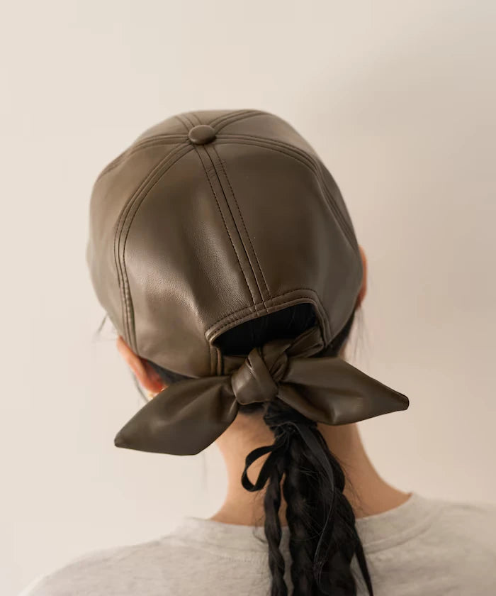 PU Ribbon Cap/Fake Leather Cap