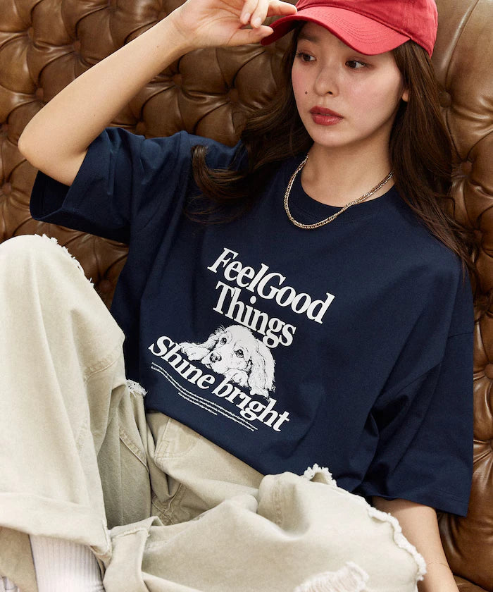<Functional Material> Shime Bright Dog Print T-shirt Limited Edition