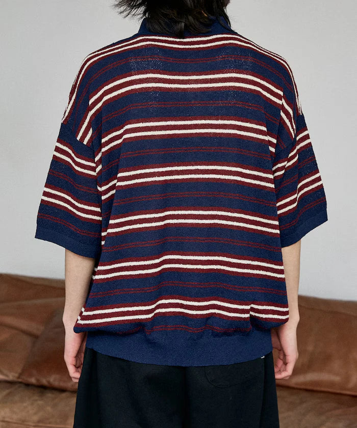 LOVE POP STUDIO Border Knit Polo Shirt Limited Edition