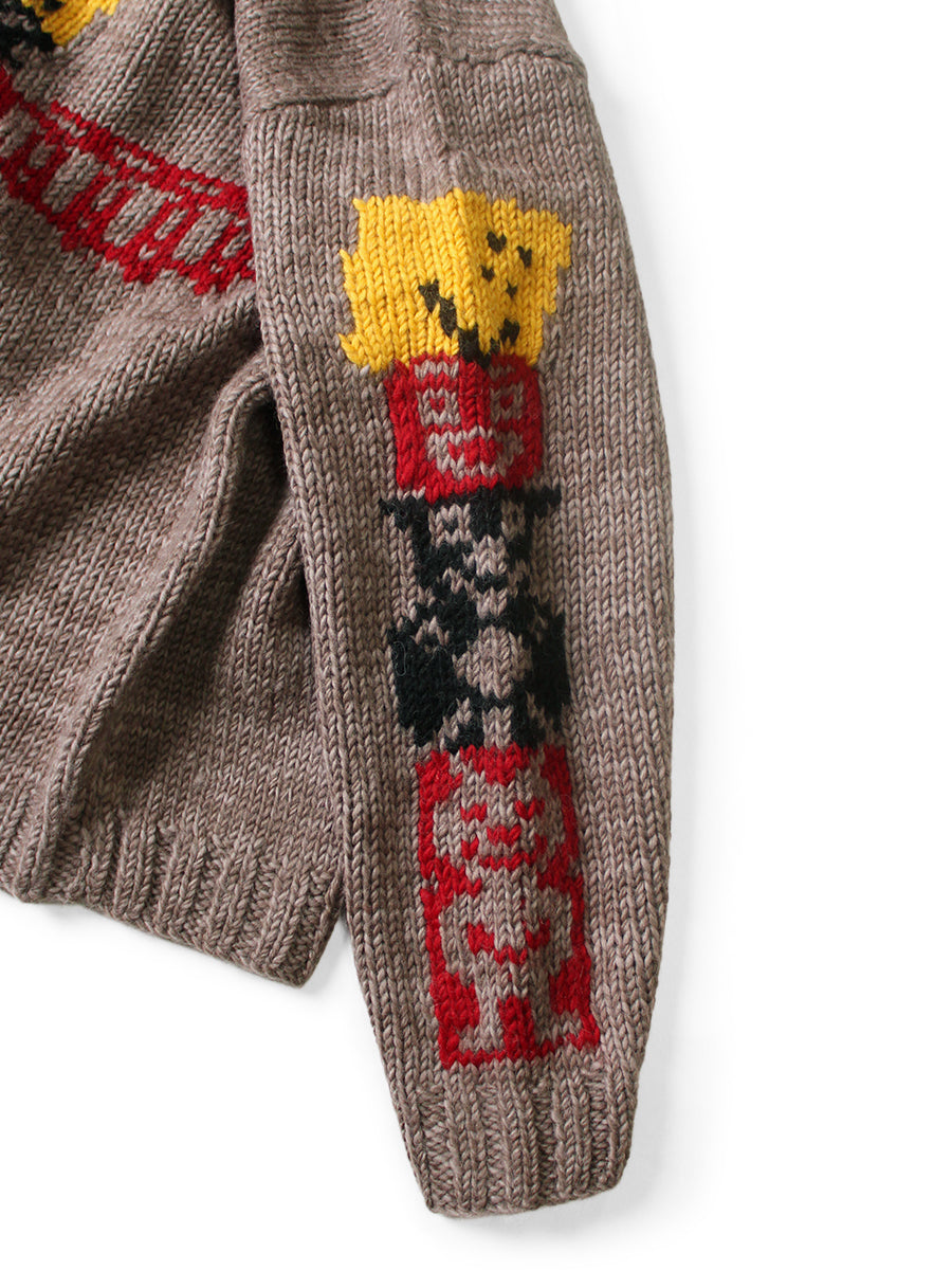 Hand-knit PECKISH totem pole Couching curl...