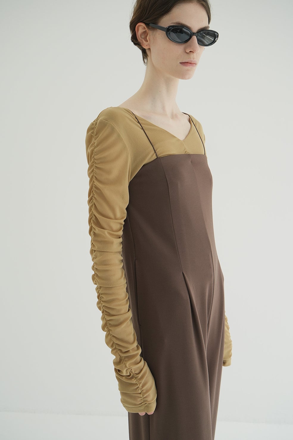 W TULLE SHIRRING TOPS