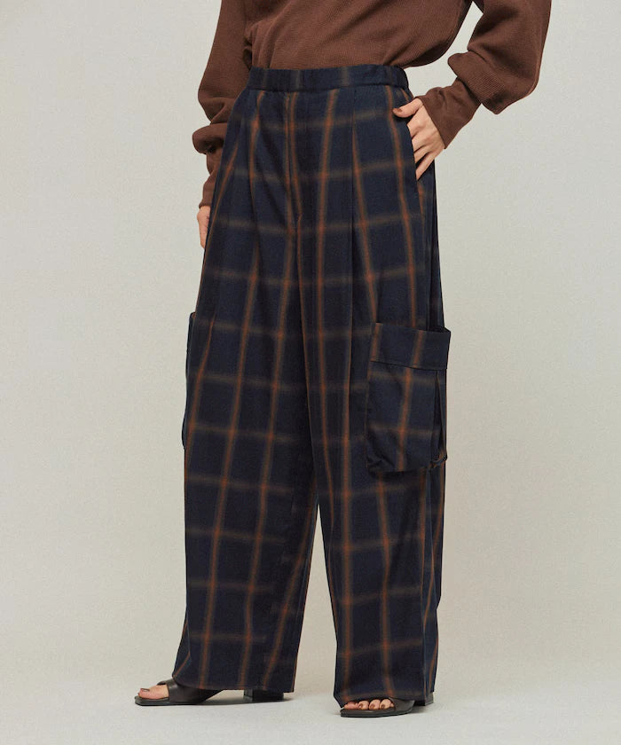 Ombre Check Easy Pants / Patch Pocket Wide Easy Pants