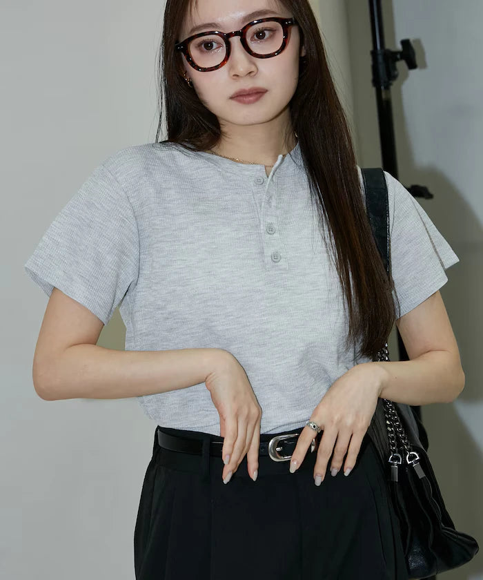 Light Waffle Henley Neck T-Shirt Limited Edition
