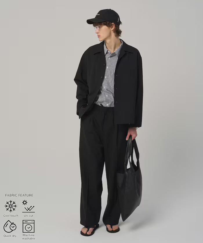Functional Material Oversized CPO Shirt & Wide Easy Pants Setup / Washable / UV Cut / Quick Dry / Contact Cooling