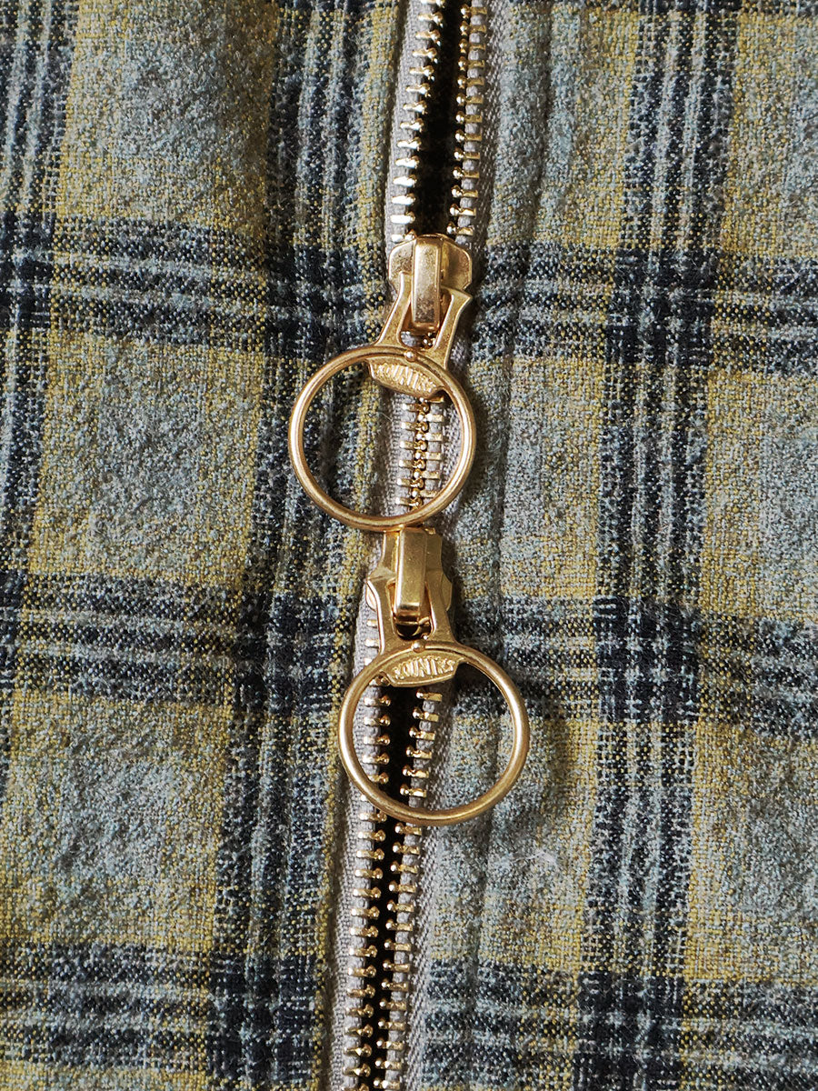 Wool Check ZIP UP Friend Pocket Board Shirt
