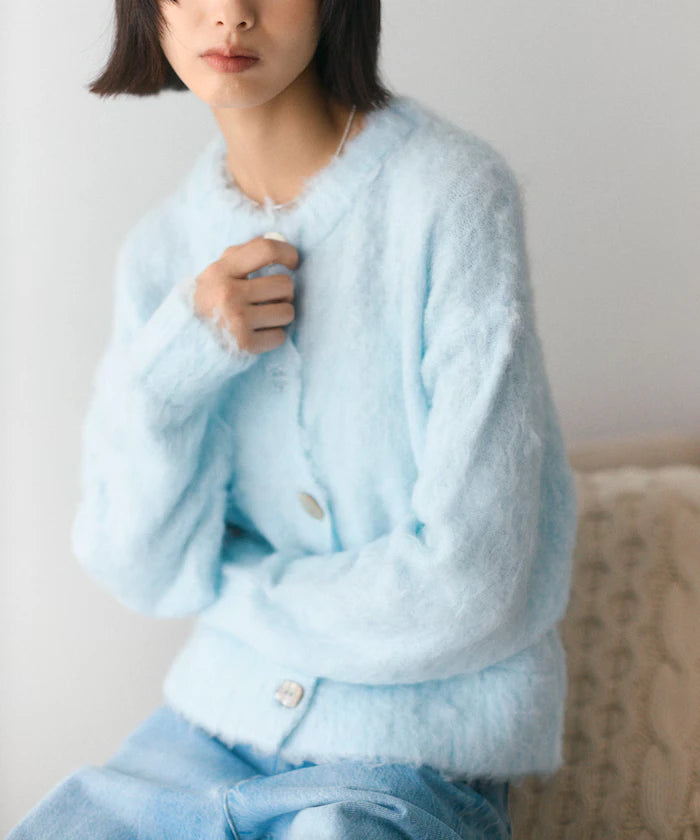 Variation Button Shaggy Knit Cardigan