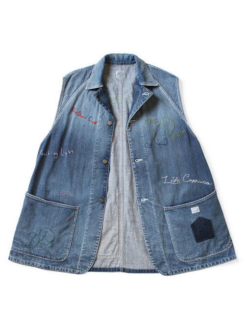 12oz Denim Sleeveless Gilet Coverall (Memory...