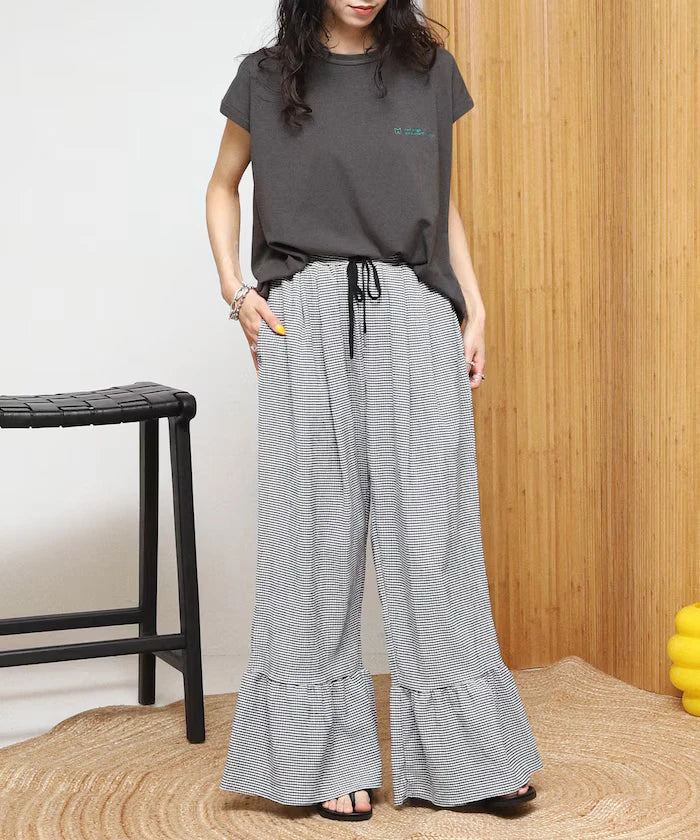 Wide Silhouette Tiered Check Easy Pants [Limited Edition]