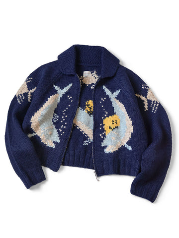 Hand Knit PECKISH TROUT ZIP Bolero