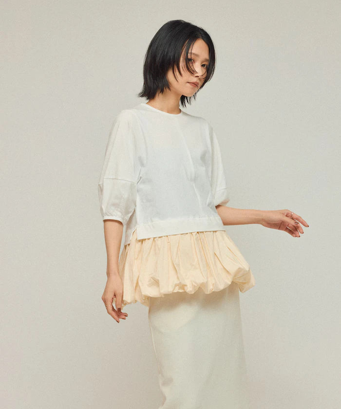 Organic Cotton Peplum Switch Top / 5-minute Sleeve T-Shirt