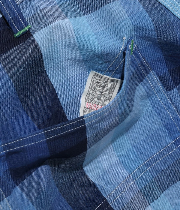 10oz. INDIGO GRADATION CHECK WORK PANTS