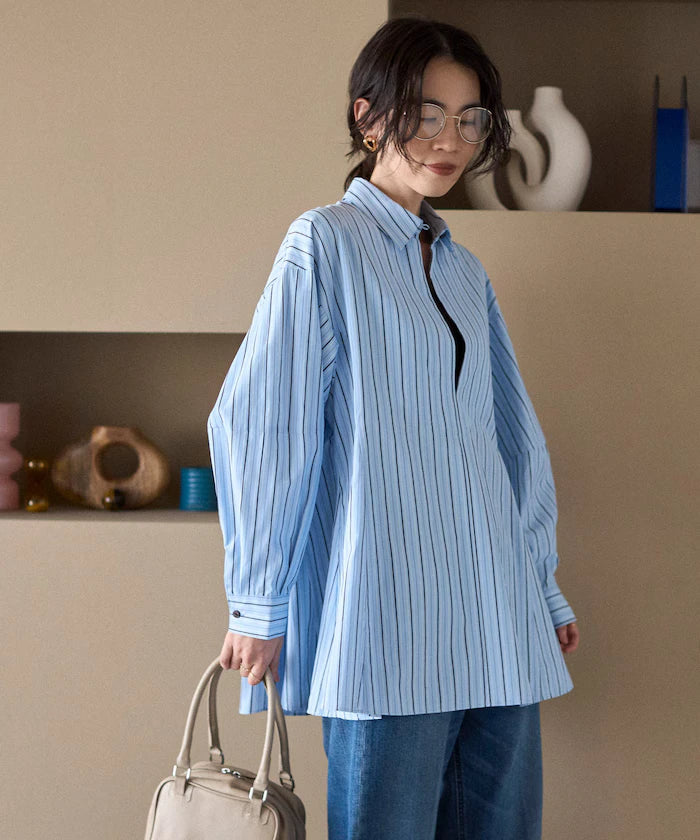 Flare Silhouette Skipper Balloon Sleeve Shirt