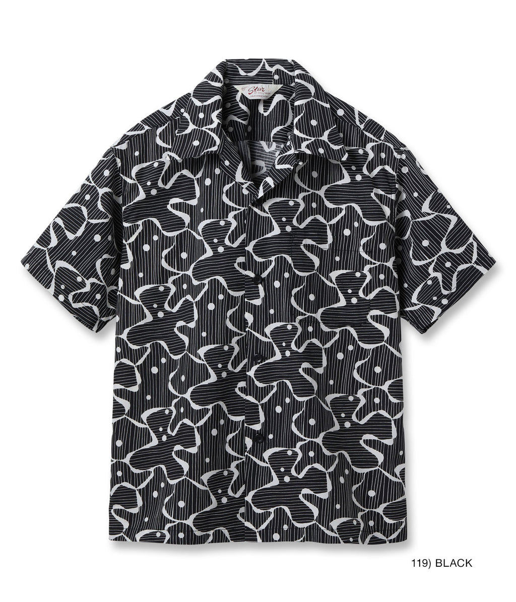 Typewriter Cotton Open Shirt "Water Surface"