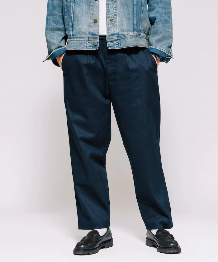 Wide Silhouette Drawstring Chino Pants / Tapered Silhouette Easy Chino Pants
