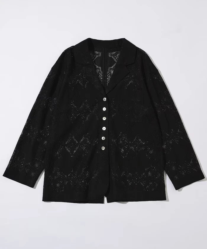[February 12 12:00 Release] Panel Lace Shirt Jacket / Compatible with Setup