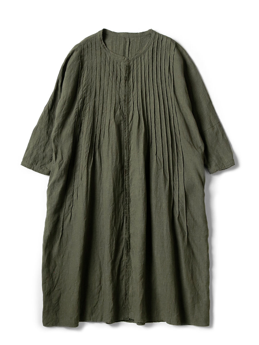 French Linen Pintuck Oki F Dress
